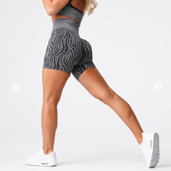 NVGTN Pants - NVGTN Black Zebra Seamless Shorts Size M NWT,